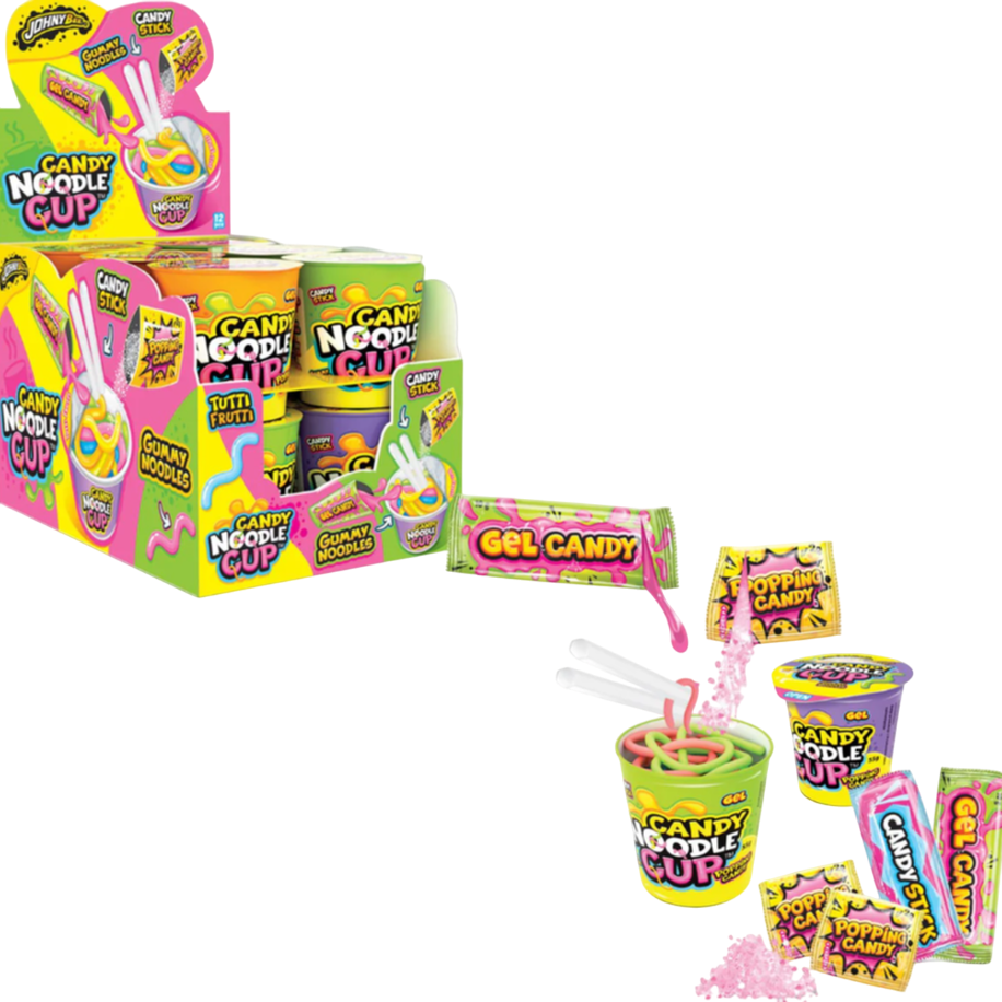 Мармелад+декстрозное драже+гель+шипучка Candy Noodle Cup 12шт, Johny Bee