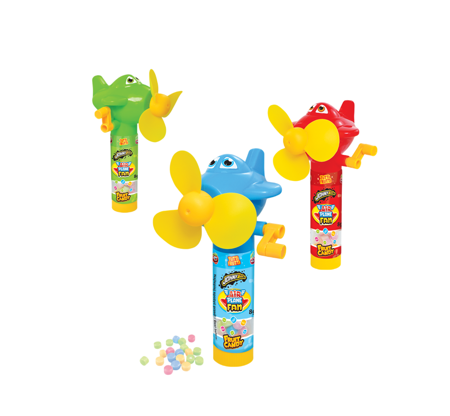 Драже сахарное с игрушкой Вентилятор Самолетик Air Plane Fan12шт, Johny Bee
