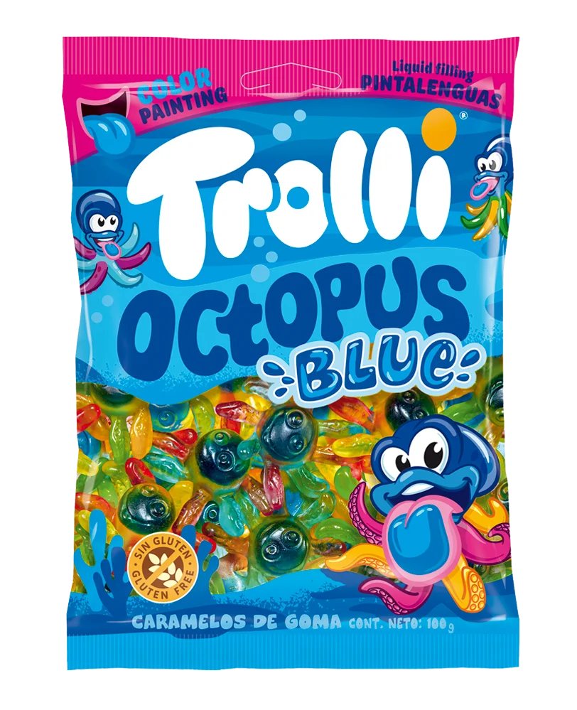 Мармелад Тролли 100г Осьминог BLUE красящий 12шт