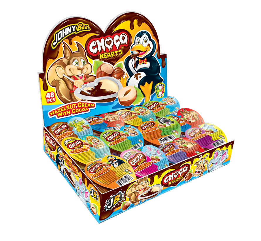 Шоколадный крем Johny Bee Сердечки (Choco Hearts) 48 шт