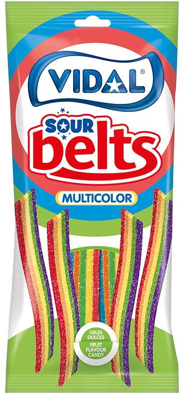 VIDAL Мармелад STIXI 90г Ремень Радуга Кислый (Sour Rainbow Belts) 14 шт