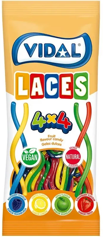 VIDAL Мармелад STIXI 85г Шнурки Радужные (Rainbow Laces) 14шт VEGAN