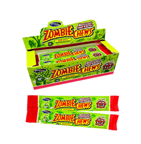 Жевательная конфета Zombie/Kuziziu chews sour apple кислое Яблоко 24шт*20гр