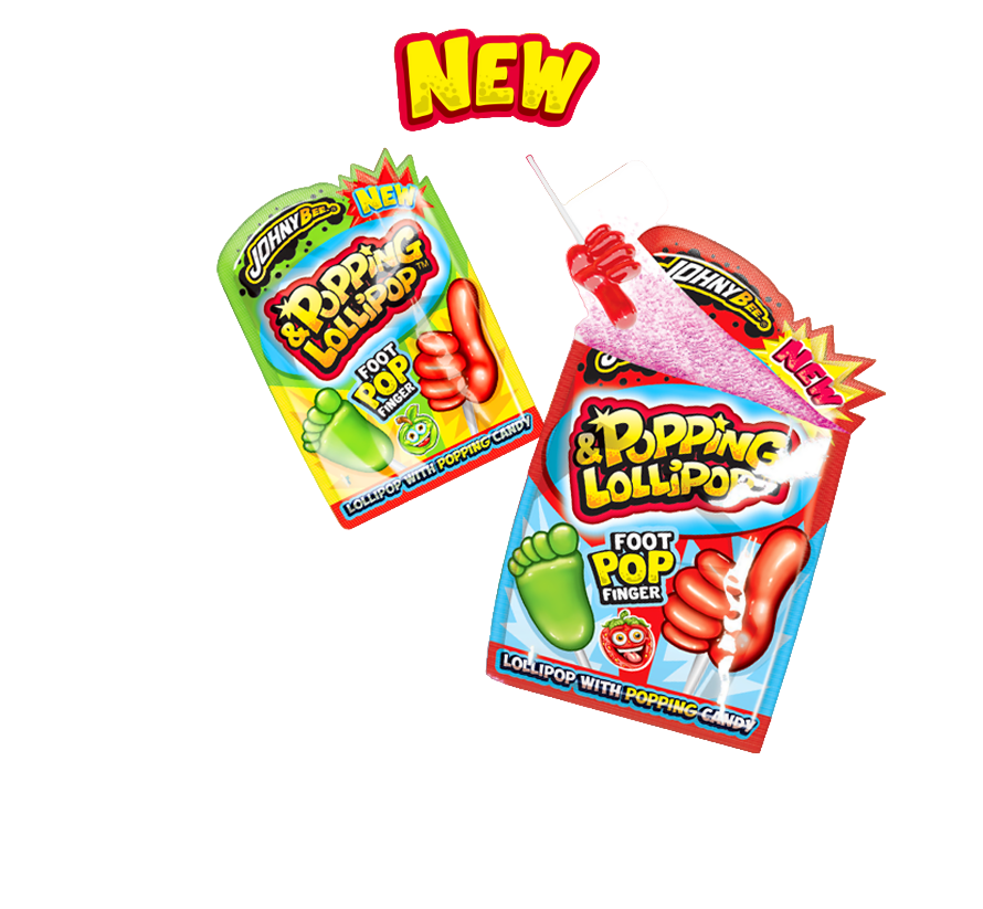 Леденец Пятка, Рука с взрывной карамелью (Popping Lollipop) Johny Bee 36 шт