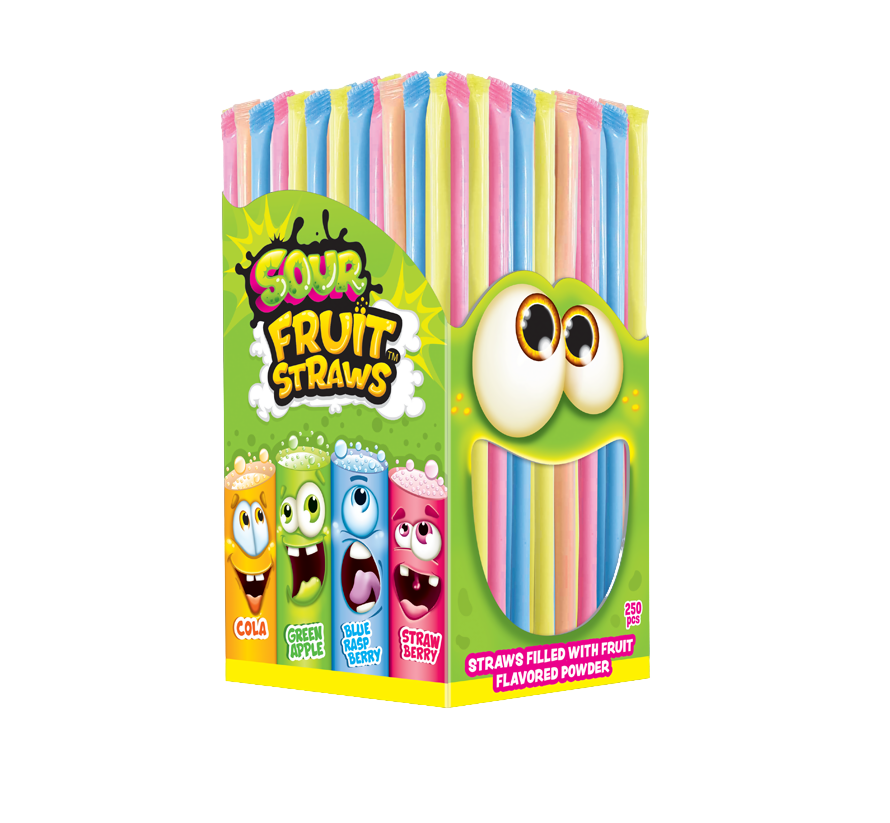 Шипучка в трубочке кислая фруктовая Fruit Starws Johny Bee 250 шт