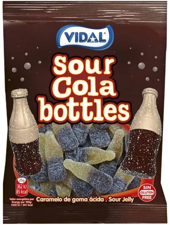 VIDAL Мармелад 90г Бутылочки Кола Кислая 14шт