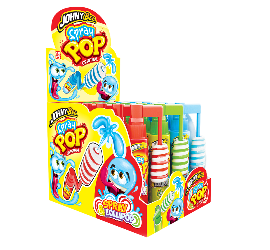 Жидкая конфета и леденец Spray Pop Johny Bee 18 шт