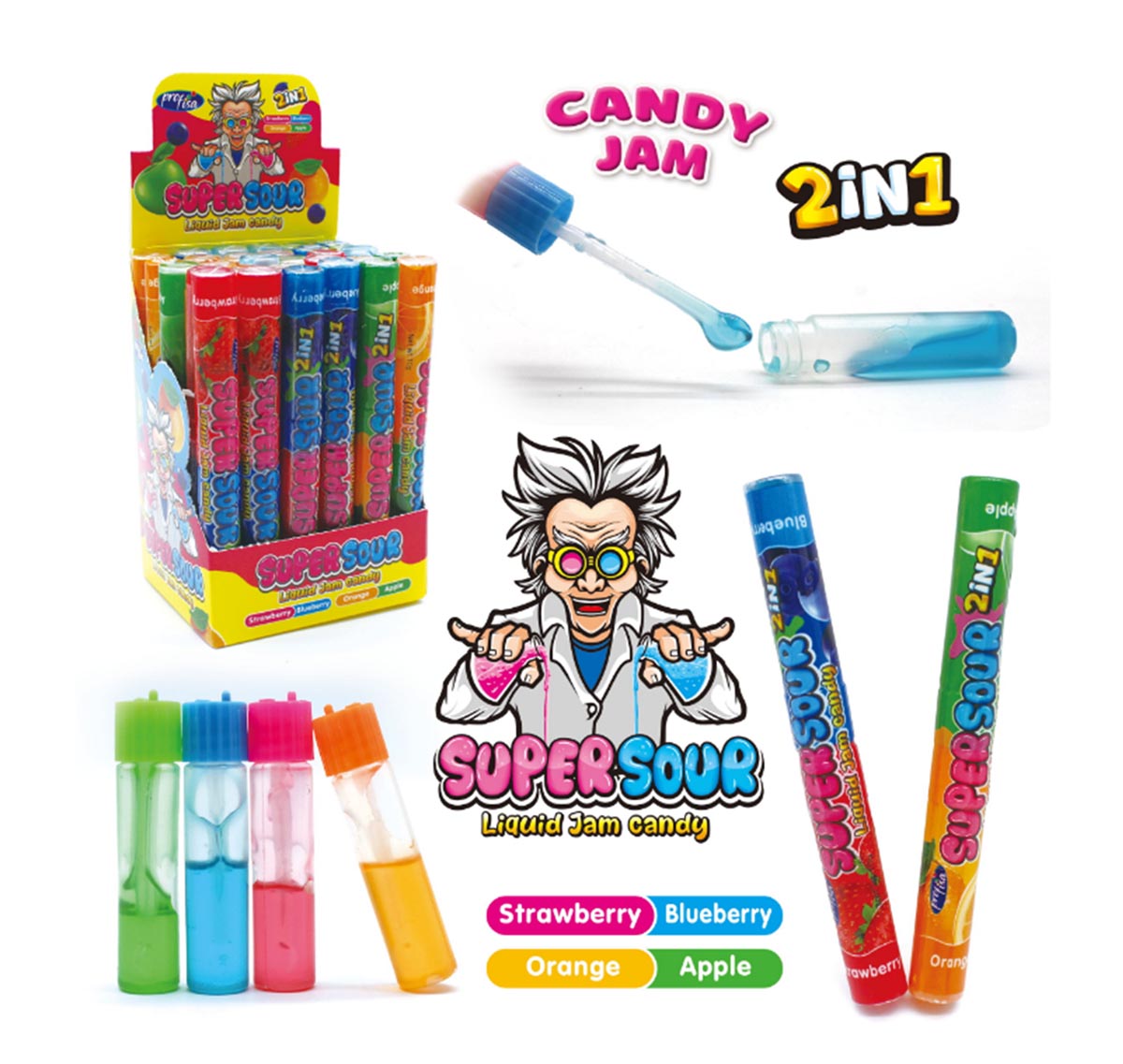 Жидкая карамель-гель 10г Super Sour Liquid jam candy 24*30