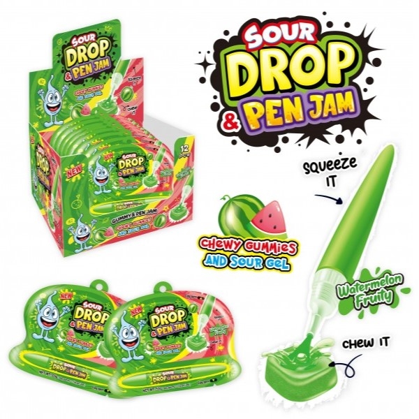 Жидкая карамель-гель + мармелад 55г кислый Арбуз drop pen jam 12*12