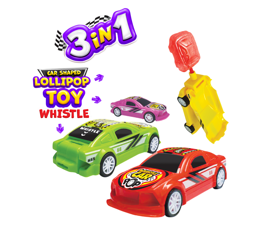 Леденец Whistle Car Pop с игрушкой Свисток, 24шт, Johny Bee