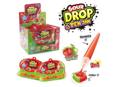 Жидкая карамель-гель + мармелад 55г 2in1 Sour drop pen jam&Gummy Stick Strawberry+Apple 12*12