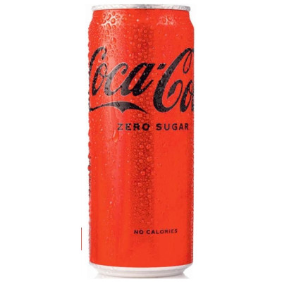COCA COLA 0,33л ZERO напиток безалкогольный газированный жб банка УЗКАЯ (1516)