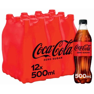 COCA COLA 0,5л ZERO напиток безалкогольный газированный бутылка ПЭТ 12шт (1585)