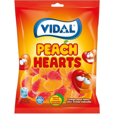 VIDAL Мармелад 90г Персиковые сердечки (Peach Hearts) 14шт