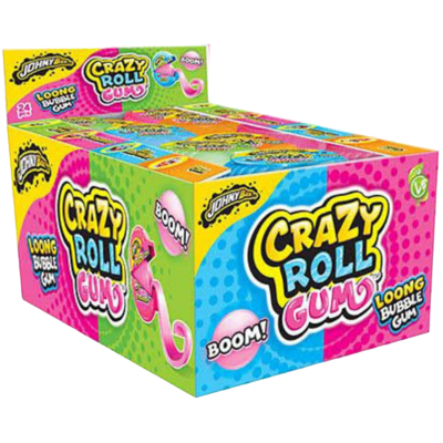 Ж. резинка Рулетка Crazy Roll 4 вкуса арбуз,клубника,яблоко,ежевика Johny Bee 24шт