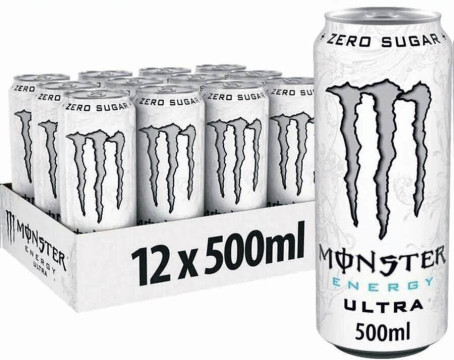 MONSTER 0,5л ULTRA WHITE напиток тонизирующий газированный банка жб 12шт