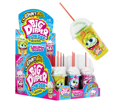Леденец Dip n Lick Big Dipper с кислой пудрой в ведерке 12 шт Johny Bee