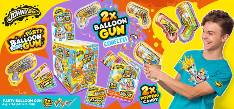 Шипучка + шары воздушные Сonfetti Gun (Ballon) 24шт, Johny Bee