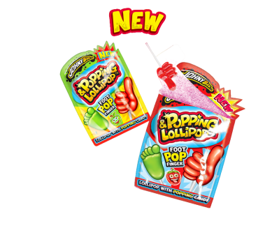 Леденец Пятка, Рука с взрывной карамелью (Popping Lollipop) Johny Bee 36 шт
